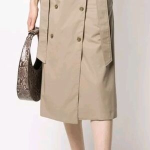 Rokh Midi Skirt 38 4 S Brown Beige Tan Twist Front Button Embellished Cotton